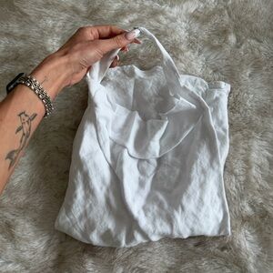 Zara Crisp White Linen halter backless top